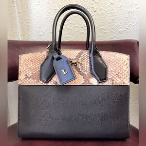Leather & Python Top Handle Handbag